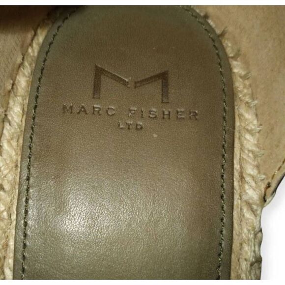 MARC FISHER OLIVE GREEN ESPADRILL WEDGE SANDALS SZ.9.5 EUC. - Picture 7 of 9